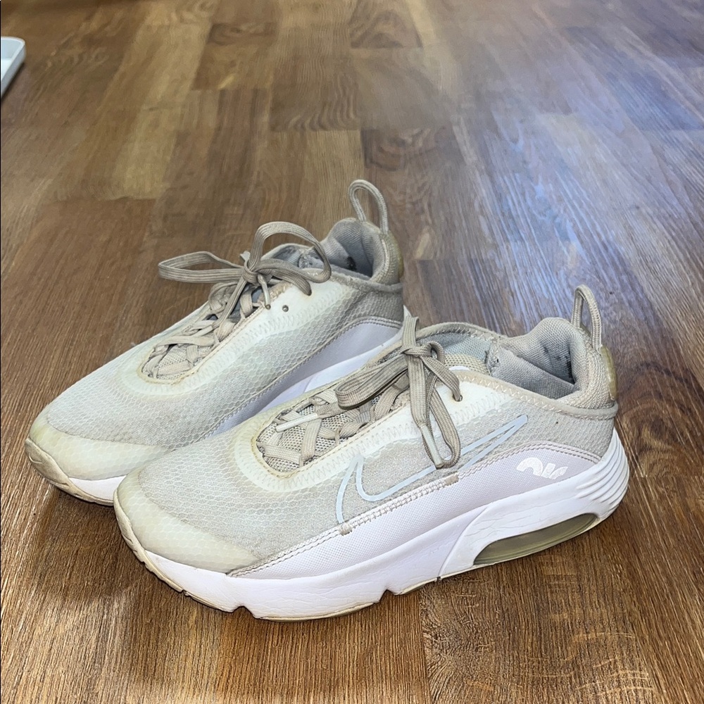 Beige and White Nike Sneakers